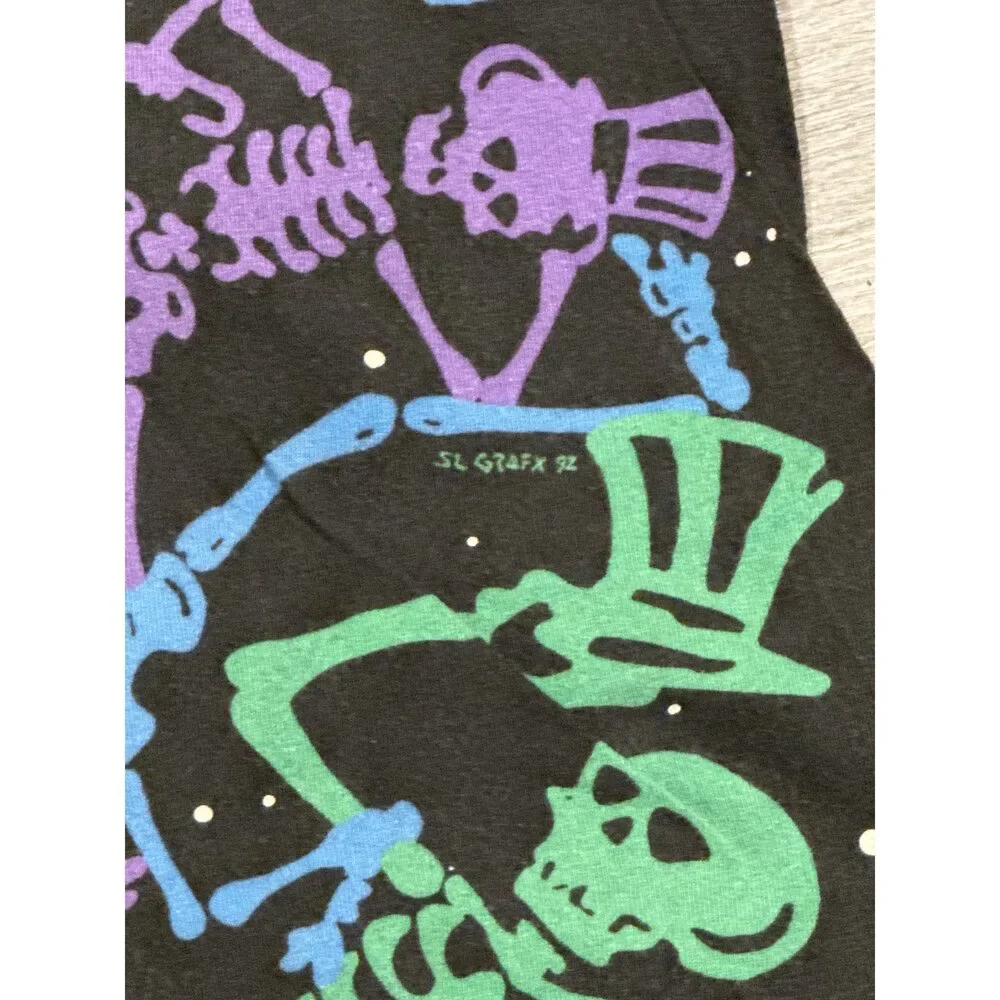 1992 Grateful Dead Skeleton Dead Space AOP‎ Black FOTL T-Shirt XL